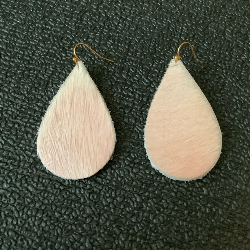 Pink Calf Hair Tear Drop Earrings